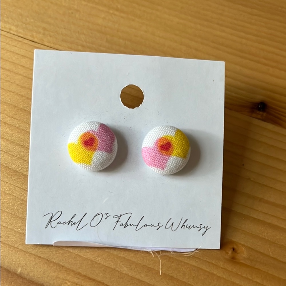 Pink and Yellow Minimalist Stud Earrings